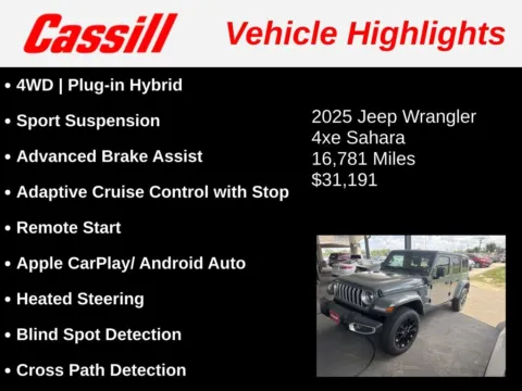 Another view of 2025 Jeep Wrangler Sahara 4xe for sale in Cedar Rapids, IA at Cassill Motors