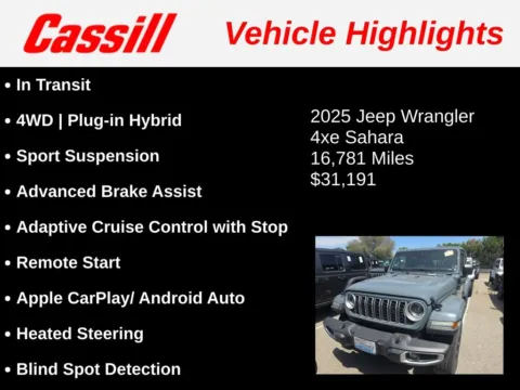 Another view of 2025 Jeep Wrangler Sahara 4xe for sale in Cedar Rapids, IA at Cassill Motors