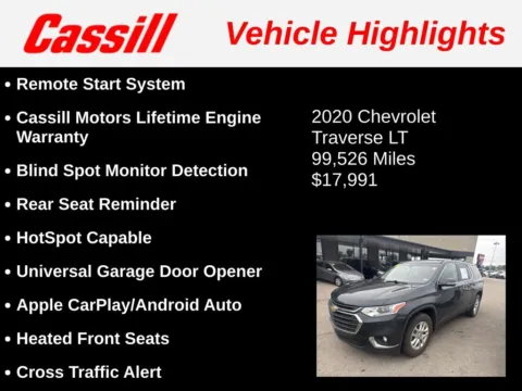 Another view of 2020 Chevrolet Traverse LT for sale in Cedar Rapids, IA at Cassill Motors
