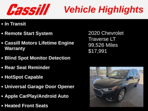 Another view of 2020 Chevrolet Traverse LT for sale in Cedar Rapids, IA at Cassill Motors