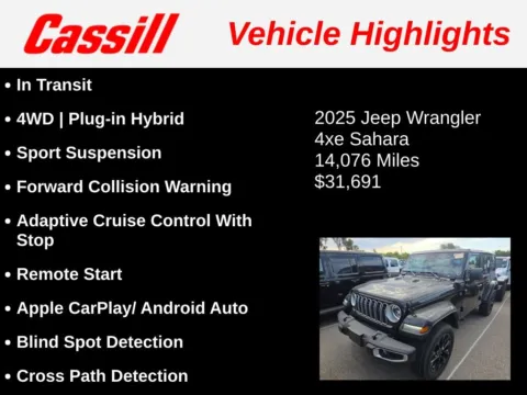 Another view of 2025 Jeep Wrangler Sahara 4xe for sale in Cedar Rapids, IA at Cassill Motors