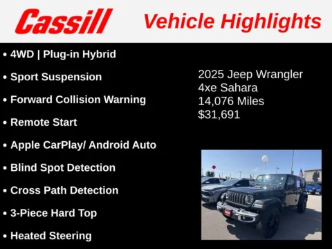 Another view of 2025 Jeep Wrangler Sahara 4xe for sale in Cedar Rapids, IA at Cassill Motors