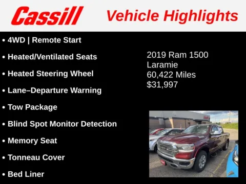 Another view of 2019 Ram 1500 Laramie for sale in Cedar Rapids, IA at Cassill Motors