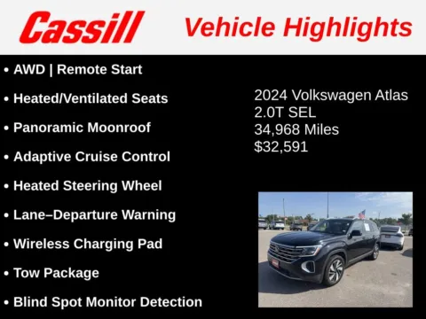 Another view of 2024 Volkswagen Atlas 2.0T SEL for sale in Cedar Rapids, IA at Cassill Motors