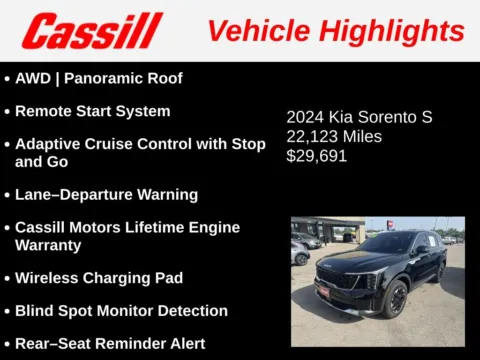 Another view of 2024 Kia Sorento S for sale in Cedar Rapids, IA at Cassill Motors