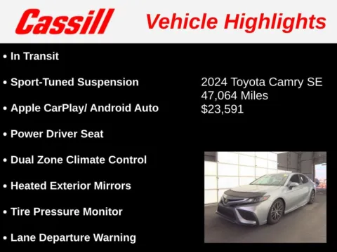 Another view of 2024 Toyota Camry SE for sale in Cedar Rapids, IA at Cassill Motors