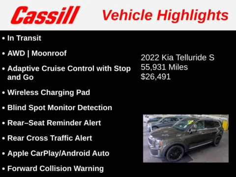 Another view of 2022 Kia Telluride S for sale in Cedar Rapids, IA at Cassill Motors
