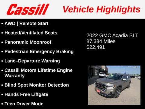 Another view of 2022 GMC Acadia SLT for sale in Cedar Rapids, IA at Cassill Motors