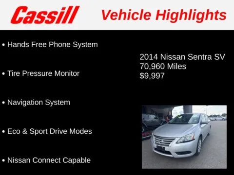 Another view of 2014 Nissan Sentra SV for sale in Cedar Rapids, IA at Cassill Motors