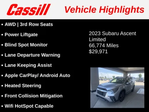 Another view of 2023 Subaru Ascent Limited for sale in Cedar Rapids, IA at Cassill Motors