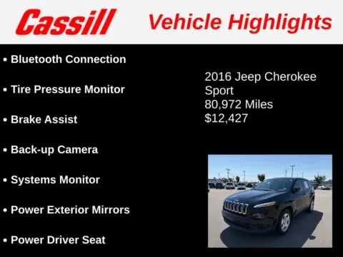Another view of 2016 Jeep Cherokee Sport for sale in Cedar Rapids, IA at Cassill Motors