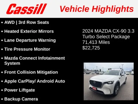 Another view of 2024 Mazda CX-90 3.3 Turbo Select for sale in Cedar Rapids, IA at Cassill Motors