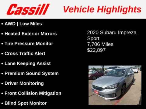 Another view of 2020 Subaru Impreza Sport for sale in Cedar Rapids, IA at Cassill Motors