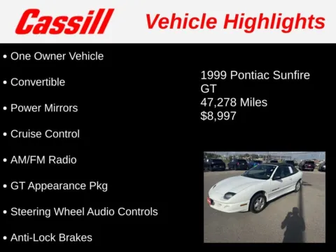 Another view of 1999 Pontiac Sunfire GT for sale in Cedar Rapids, IA at Cassill Motors