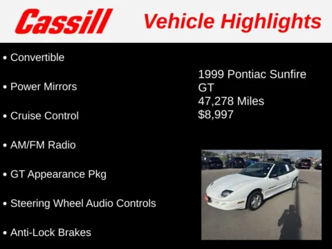 Another view of 1999 Pontiac Sunfire GT for sale in Cedar Rapids, IA at Cassill Motors