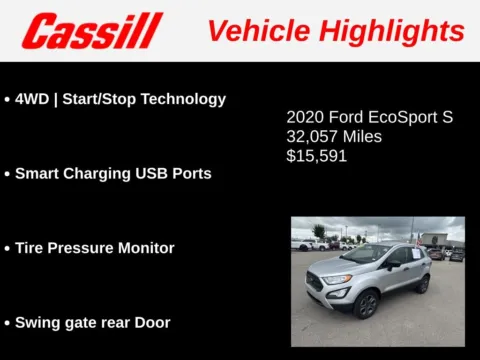 Another view of 2020 Ford EcoSport S for sale in Cedar Rapids, IA at Cassill Motors