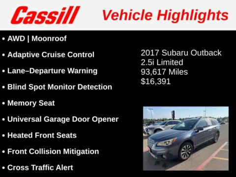 Another view of 2017 Subaru Outback 2.5i for sale in Cedar Rapids, IA at Cassill Motors