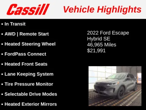 Another view of 2022 Ford Escape Hybrid SE for sale in Cedar Rapids, IA at Cassill Motors