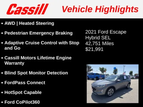Another view of 2021 Ford Escape Hybrid SEL for sale in Cedar Rapids, IA at Cassill Motors