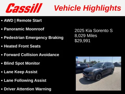 Another view of 2025 Kia Sorento S for sale in Cedar Rapids, IA at Cassill Motors