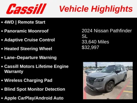 Another view of 2024 Nissan Pathfinder SL for sale in Cedar Rapids, IA at Cassill Motors
