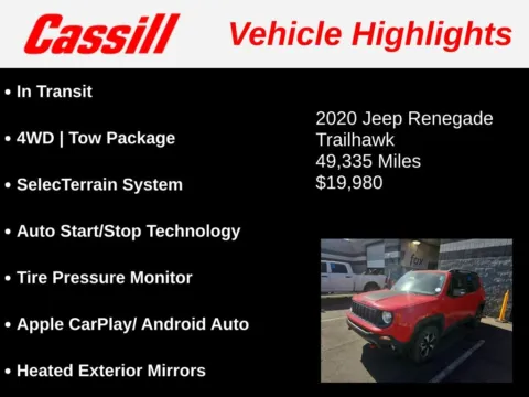 Another view of 2020 Jeep Renegade Trailhawk for sale in Cedar Rapids, IA at Cassill Motors