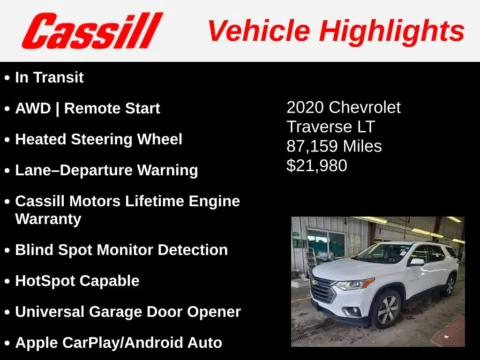 Another view of 2020 Chevrolet Traverse 3LT for sale in Cedar Rapids, IA at Cassill Motors