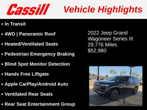 Another view of 2022 Jeep Grand Wagoneer Series III for sale in Cedar Rapids, IA at Cassill Motors