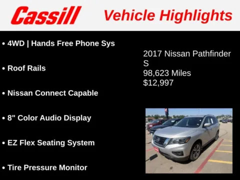 Another view of 2017 Nissan Pathfinder S for sale in Cedar Rapids, IA at Cassill Motors