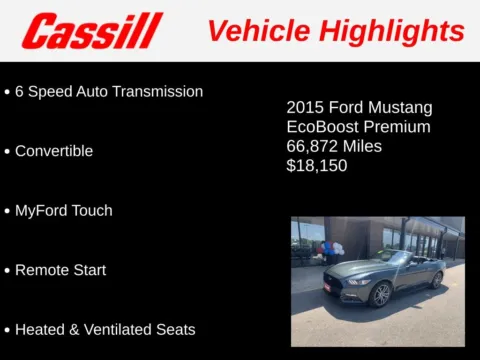 Another view of 2015 Ford Mustang EcoBoost Premium for sale in Cedar Rapids, IA at Cassill Motors