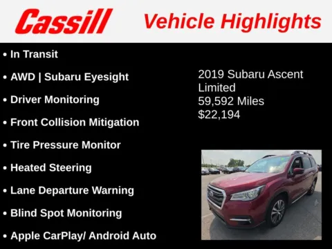 Another view of 2019 Subaru Ascent Limited for sale in Cedar Rapids, IA at Cassill Motors