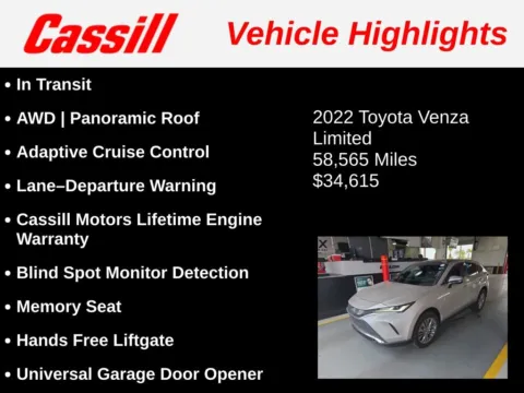 Another view of 2022 Toyota Venza Limited for sale in Cedar Rapids, IA at Cassill Motors