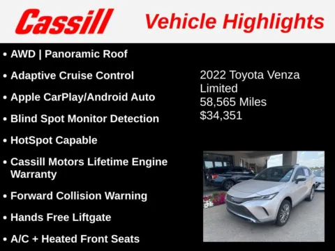 Another view of 2022 Toyota Venza Limited for sale in Cedar Rapids, IA at Cassill Motors