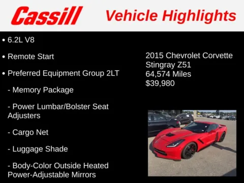 Another view of 2015 Chevrolet Corvette Stingray Z51 for sale in Cedar Rapids, IA at Cassill Motors