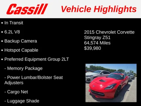 Another view of 2015 Chevrolet Corvette Stingray Z51 for sale in Cedar Rapids, IA at Cassill Motors