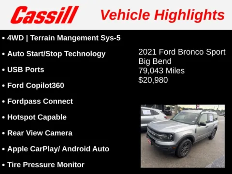 Another view of 2021 Ford Bronco Sport Big Bend for sale in Cedar Rapids, IA at Cassill Motors