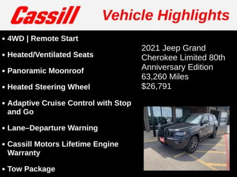 Another view of 2021 Jeep Grand Cherokee Limited for sale in Cedar Rapids, IA at Cassill Motors