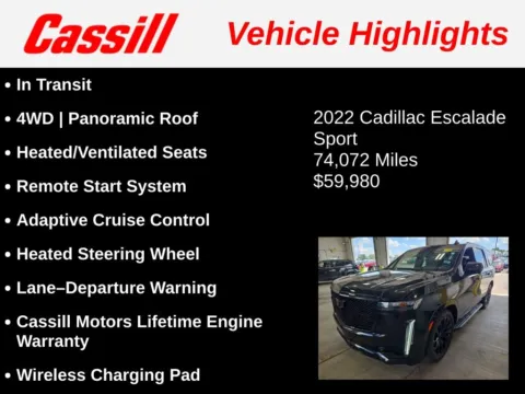 Another view of 2022 Cadillac Escalade Sport for sale in Cedar Rapids, IA at Cassill Motors