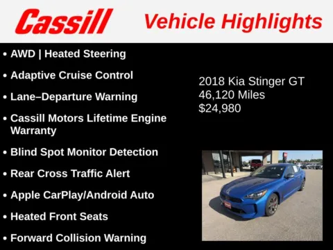 Another view of 2018 Kia Stinger GT for sale in Cedar Rapids, IA at Cassill Motors