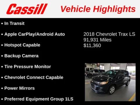Another view of 2018 Chevrolet Trax LS for sale in Cedar Rapids, IA at Cassill Motors