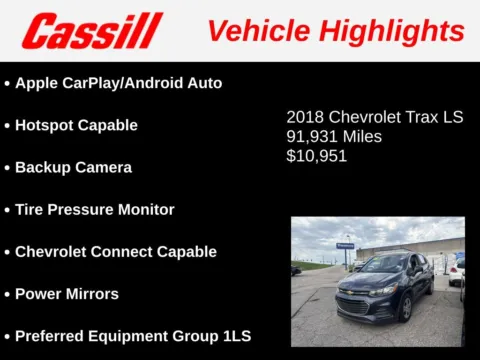 Another view of 2018 Chevrolet Trax LS for sale in Cedar Rapids, IA at Cassill Motors