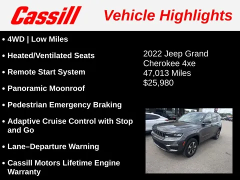 Another view of 2022 Jeep Grand Cherokee 4xe for sale in Cedar Rapids, IA at Cassill Motors