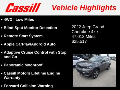Another view of 2022 Jeep Grand Cherokee 4xe for sale in Cedar Rapids, IA at Cassill Motors