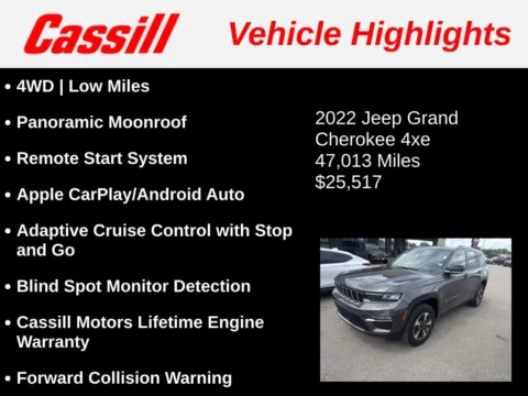 Another view of 2022 Jeep Grand Cherokee 4xe for sale in Cedar Rapids, IA at Cassill Motors