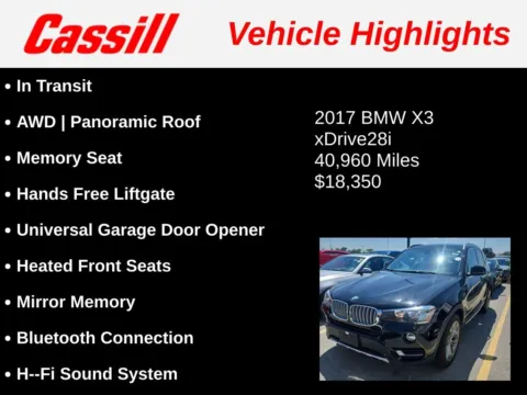 Another view of 2017 BMW X3 xDrive28i for sale in Cedar Rapids, IA at Cassill Motors