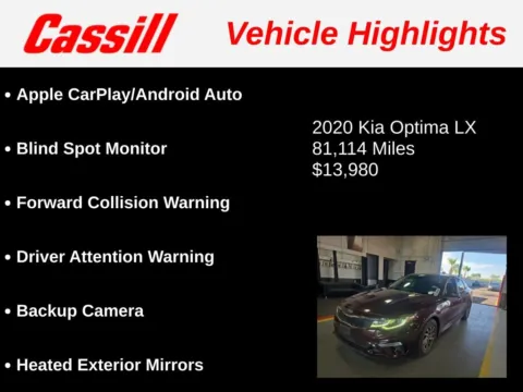 Another view of 2020 Kia Optima LX for sale in Cedar Rapids, IA at Cassill Motors