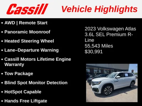 Another view of 2023 Volkswagen Atlas 3.6L V6 SEL Premium R-Line for sale in Cedar Rapids, IA at Cassill Motors