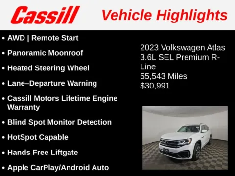 Another view of 2023 Volkswagen Atlas 3.6L V6 SEL Premium R-Line for sale in Cedar Rapids, IA at Cassill Motors