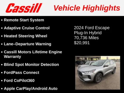 Another view of 2024 Ford Escape Plug-In Hybrid for sale in Cedar Rapids, IA at Cassill Motors