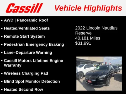 Another view of 2022 Lincoln Nautilus Reserve for sale in Cedar Rapids, IA at Cassill Motors